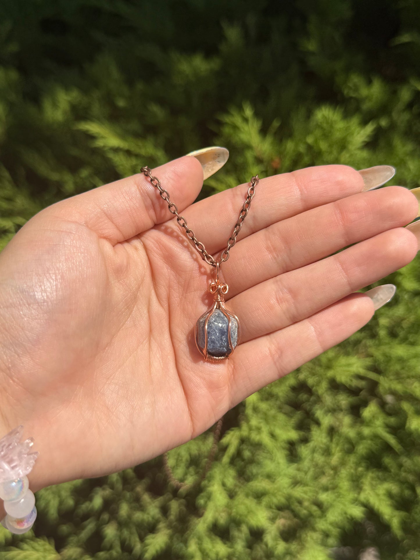 Raw Sapphire Copper Pendant