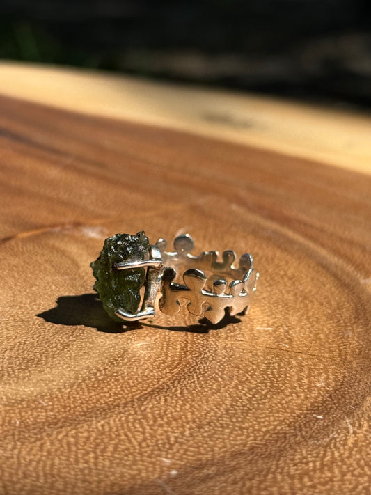 Raw Moldavite Ring