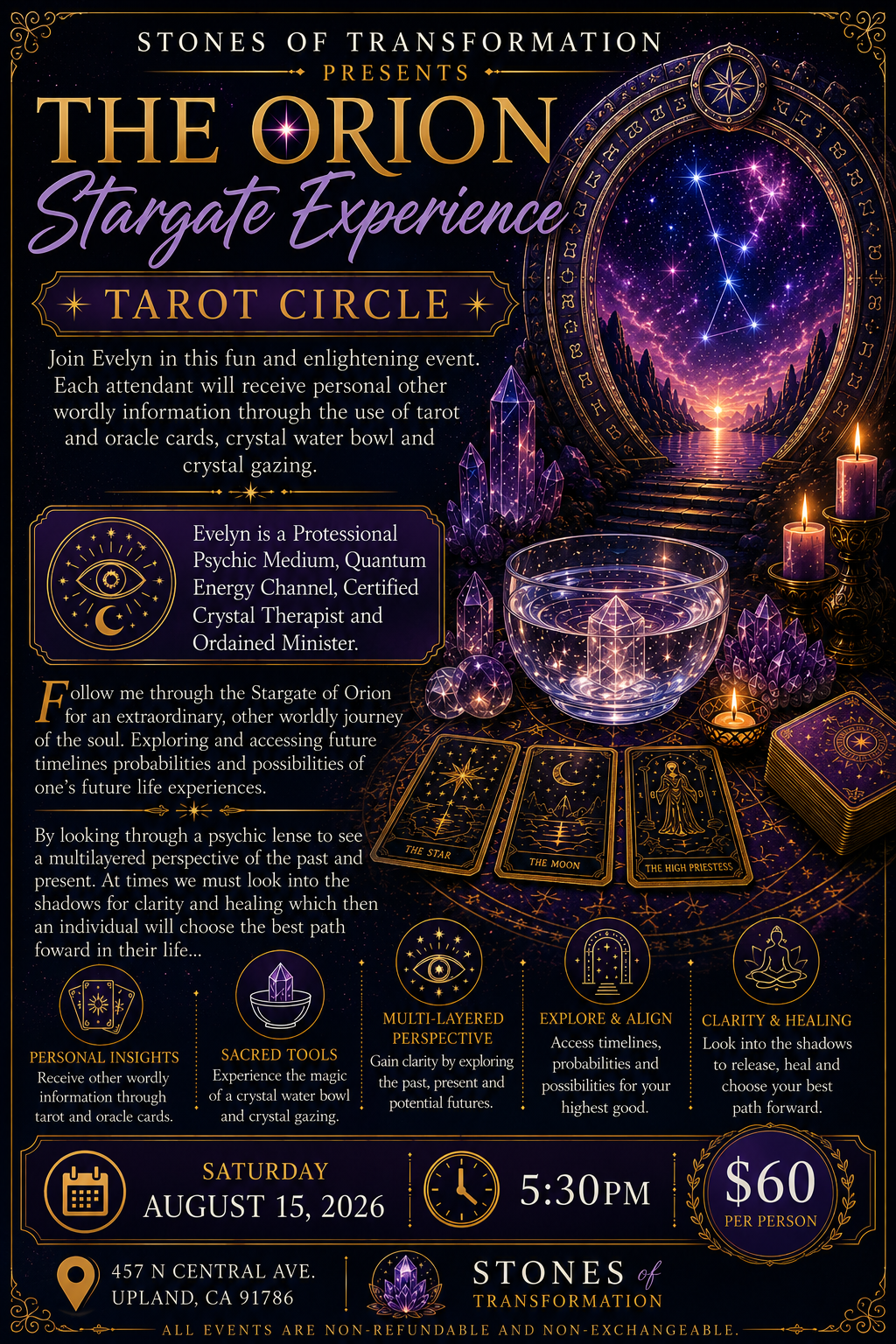 The Orion Stargate Experience Tarot Circle 8/15/26 - Stones of Transformation