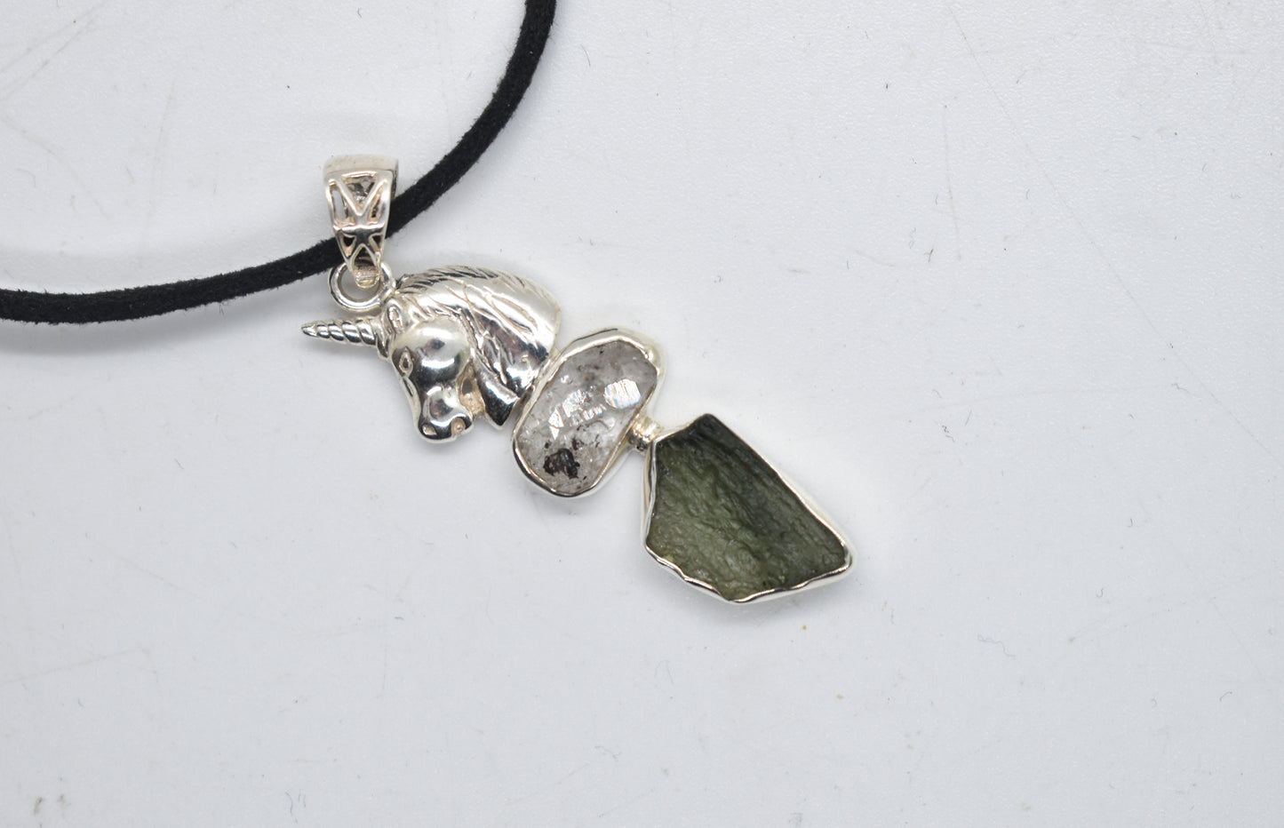 Herkimer Diamond and Moldavite Necklace