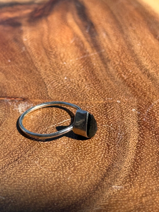 Pear Shaped Raw Moldavite Ring