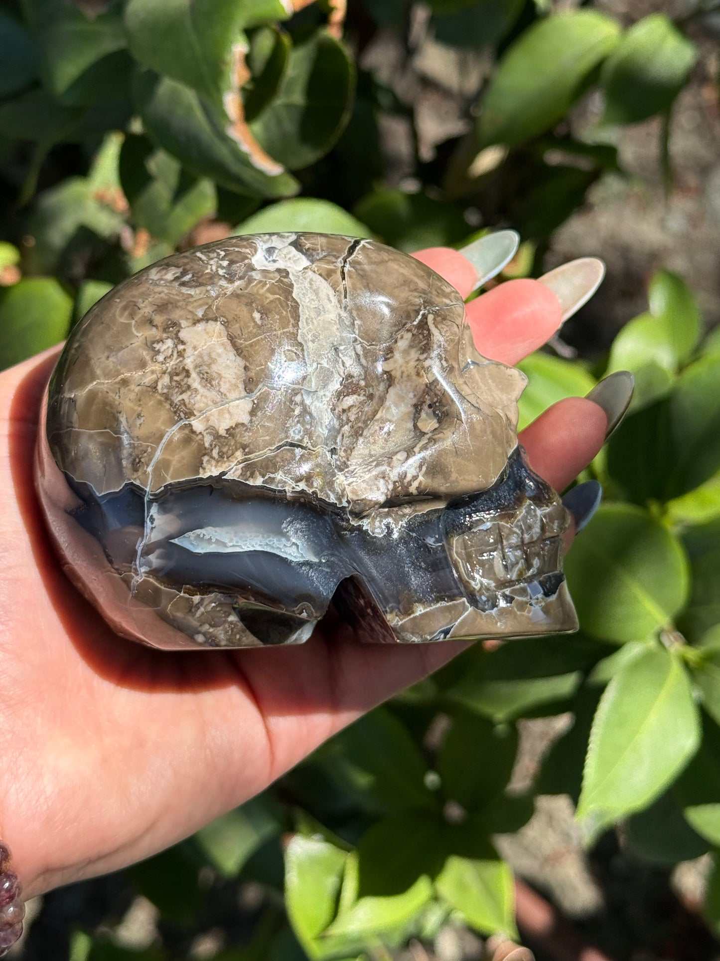 UV Reactive Volcano Agate Skull