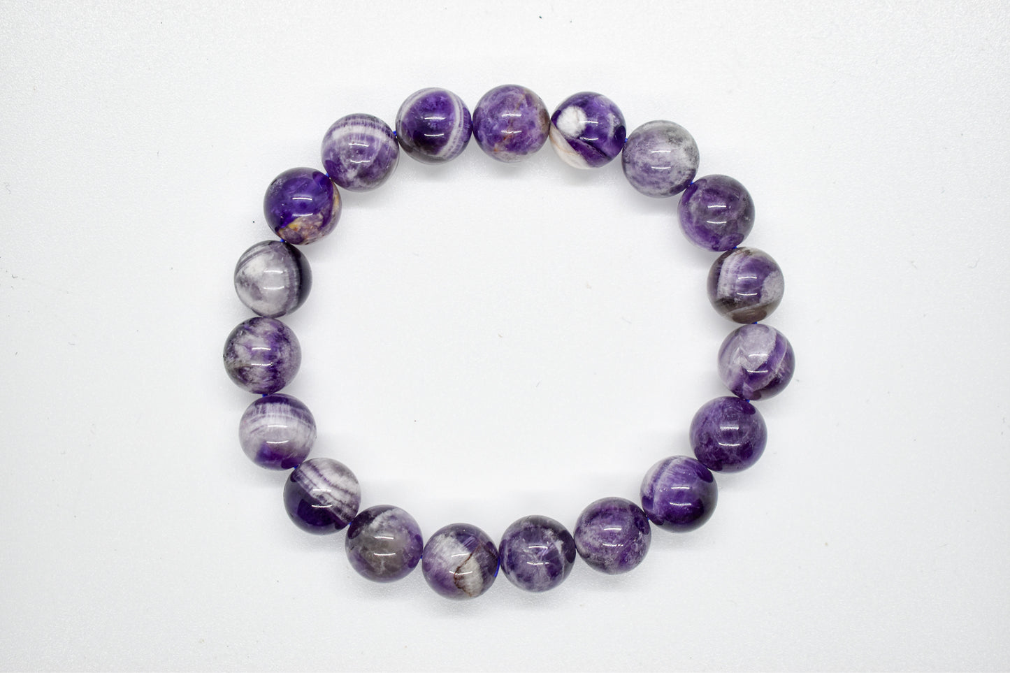 Chevron Amethyst with Cacoxenite Bracelet (10mm) - Stones of Transformation