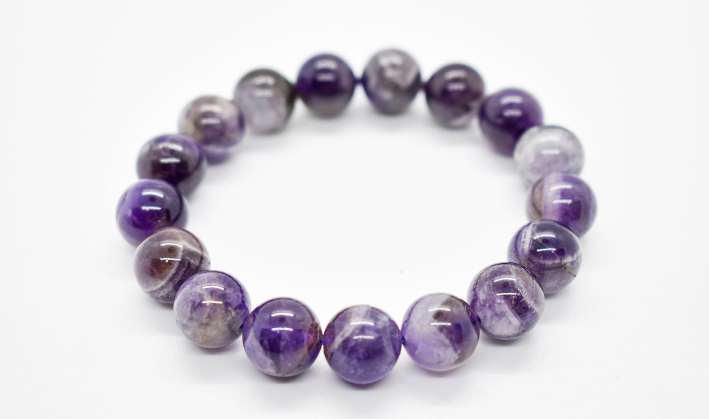 Copy of Chevron Amethyst with Cacoxenite Bracelet (12mm)