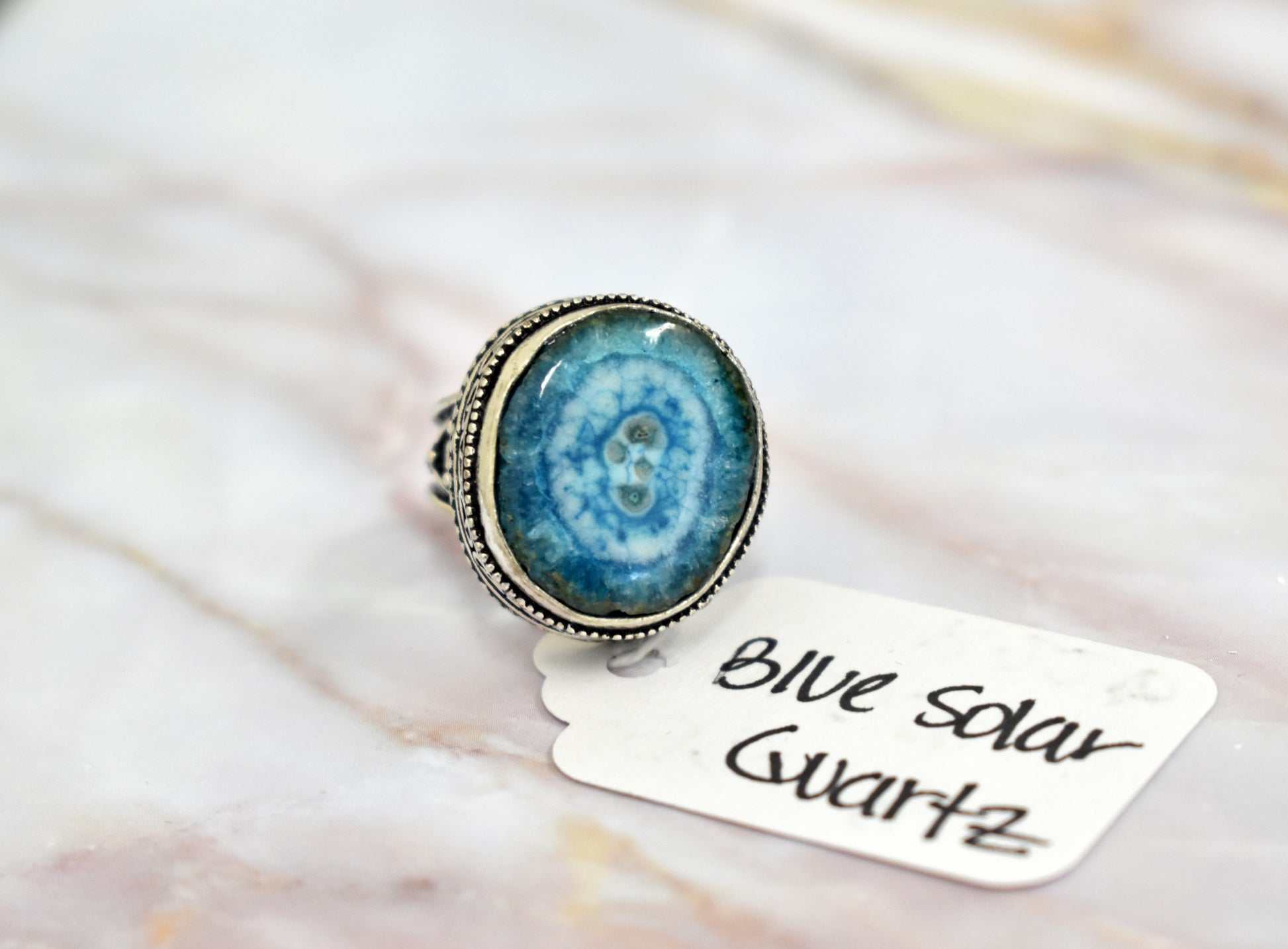 stones-of-transformation - Blue Solar Quartz Ring (Size 8) - Stones of Transformation - 
