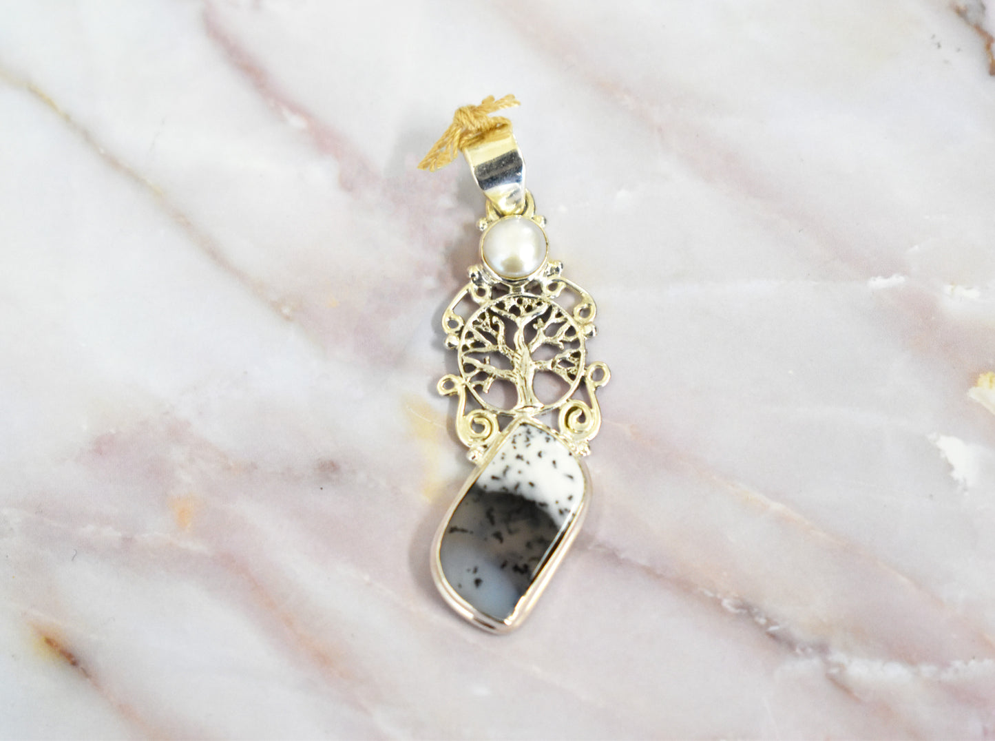 Dendritic Agate with Tree of Life Pendant