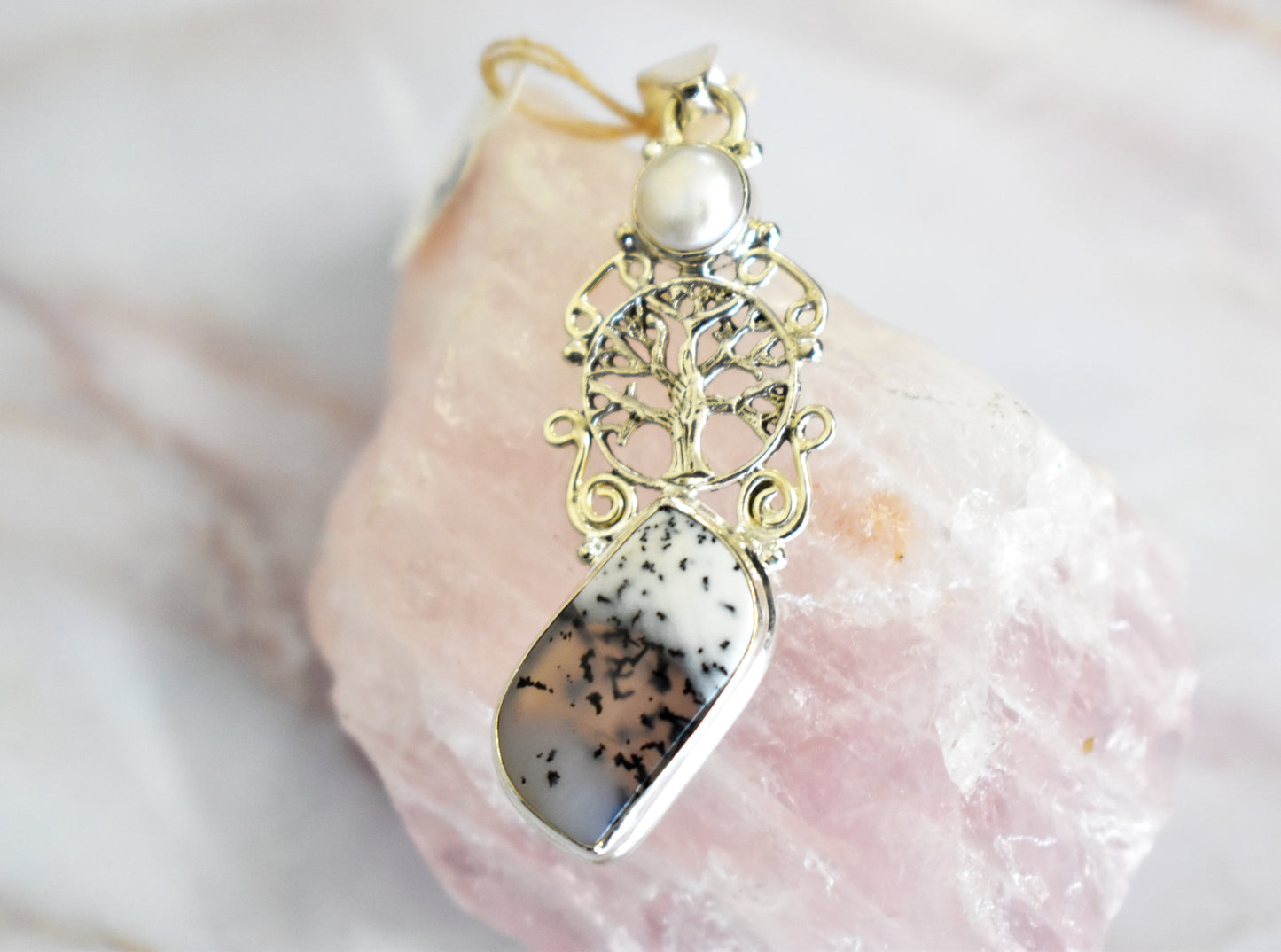 Dendritic Agate with Tree of Life Pendant