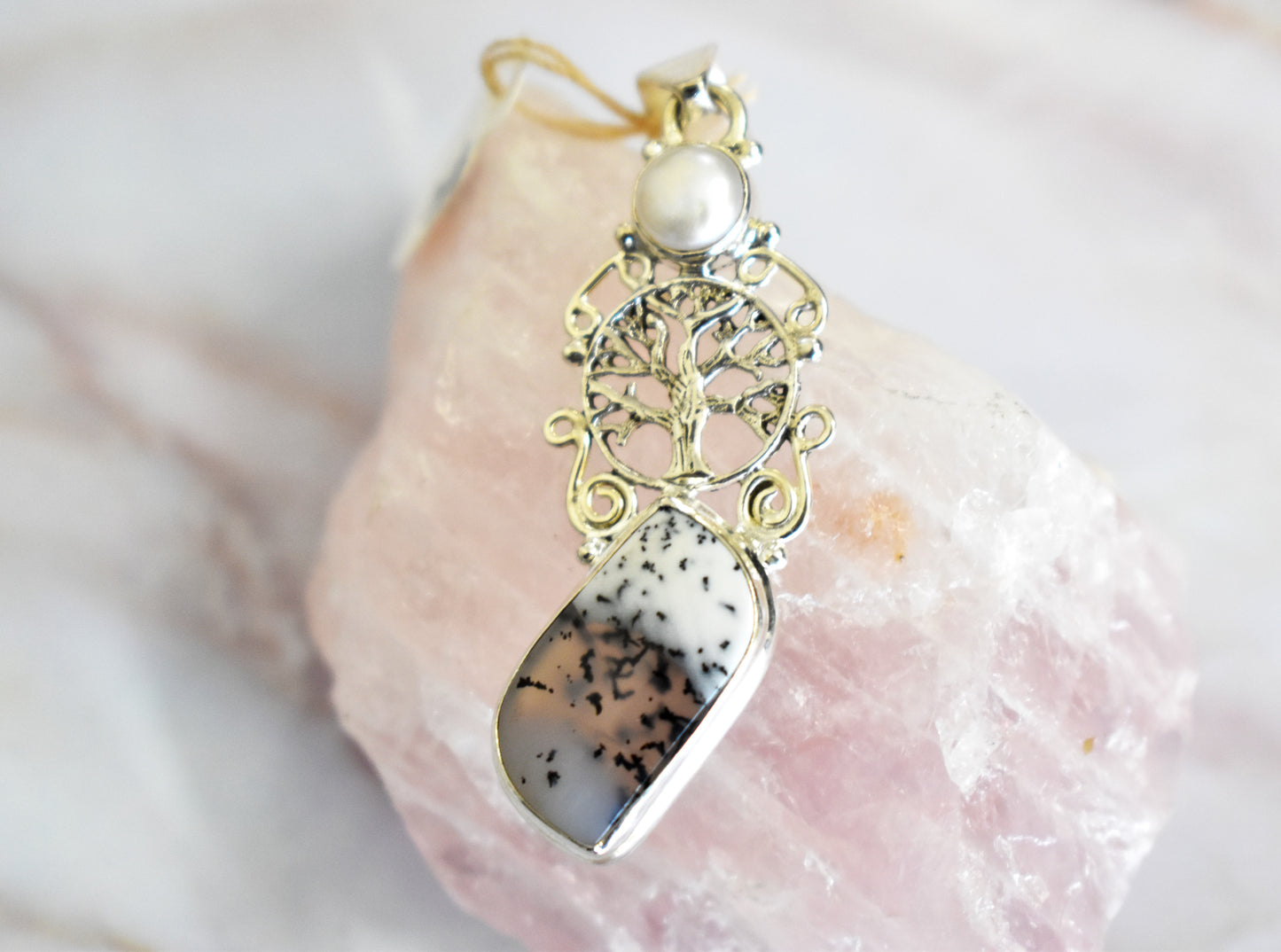 Dendritic Agate with Tree of Life Pendant