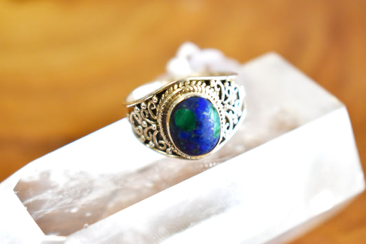 Azurite with Malachite Ring (Size 7.5)