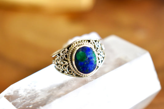Azurite with Malachite Ring (Size 7.5)
