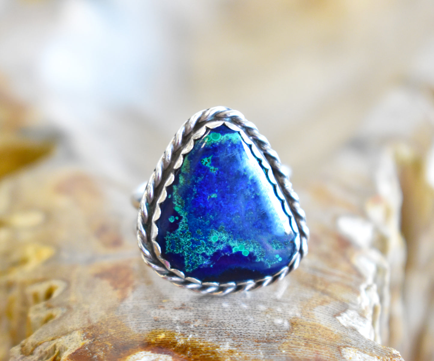 Azurite with Malachite Ring (Size 8.5) - Stones of Transformation