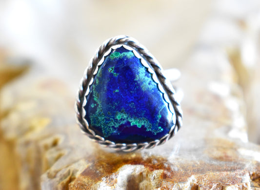 Azurite with Malachite Ring (Size 8.5)