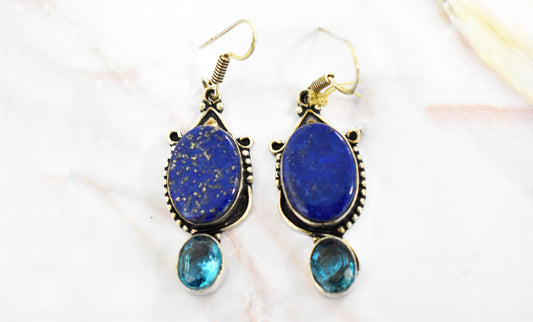 Lapis Lazuli and Blue Topaz Earrings
