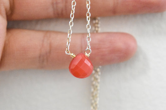 Faceted Carnelian Sterling Silver Necklace