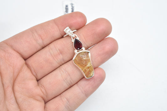 Citrine and Garnet Sterling Silver Necklace - Stones of Transformation