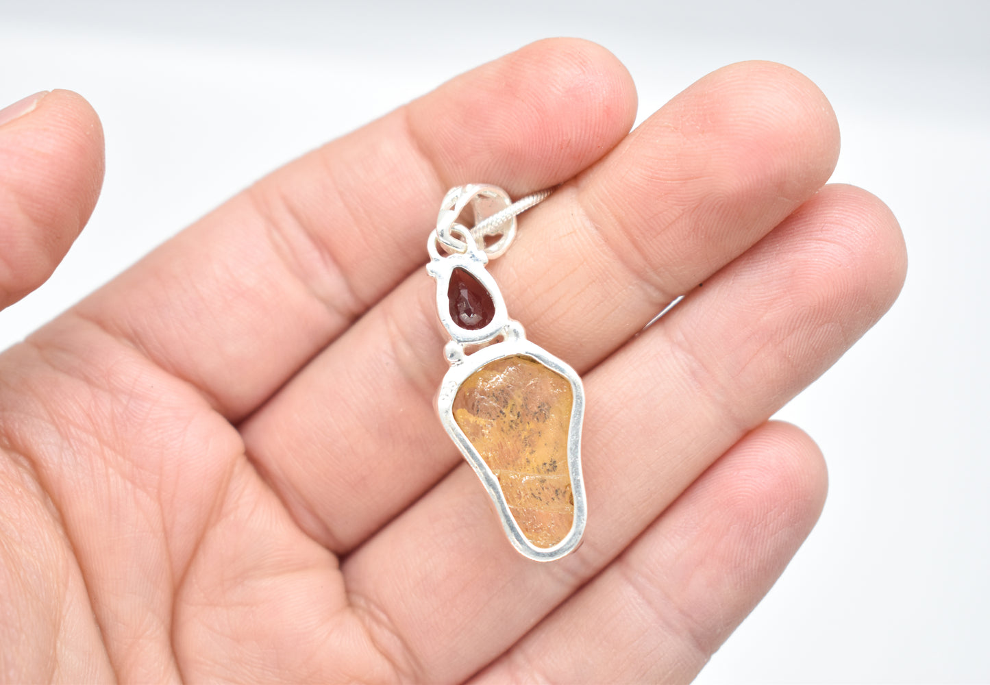 Citrine and Garnet Sterling Silver Necklace
