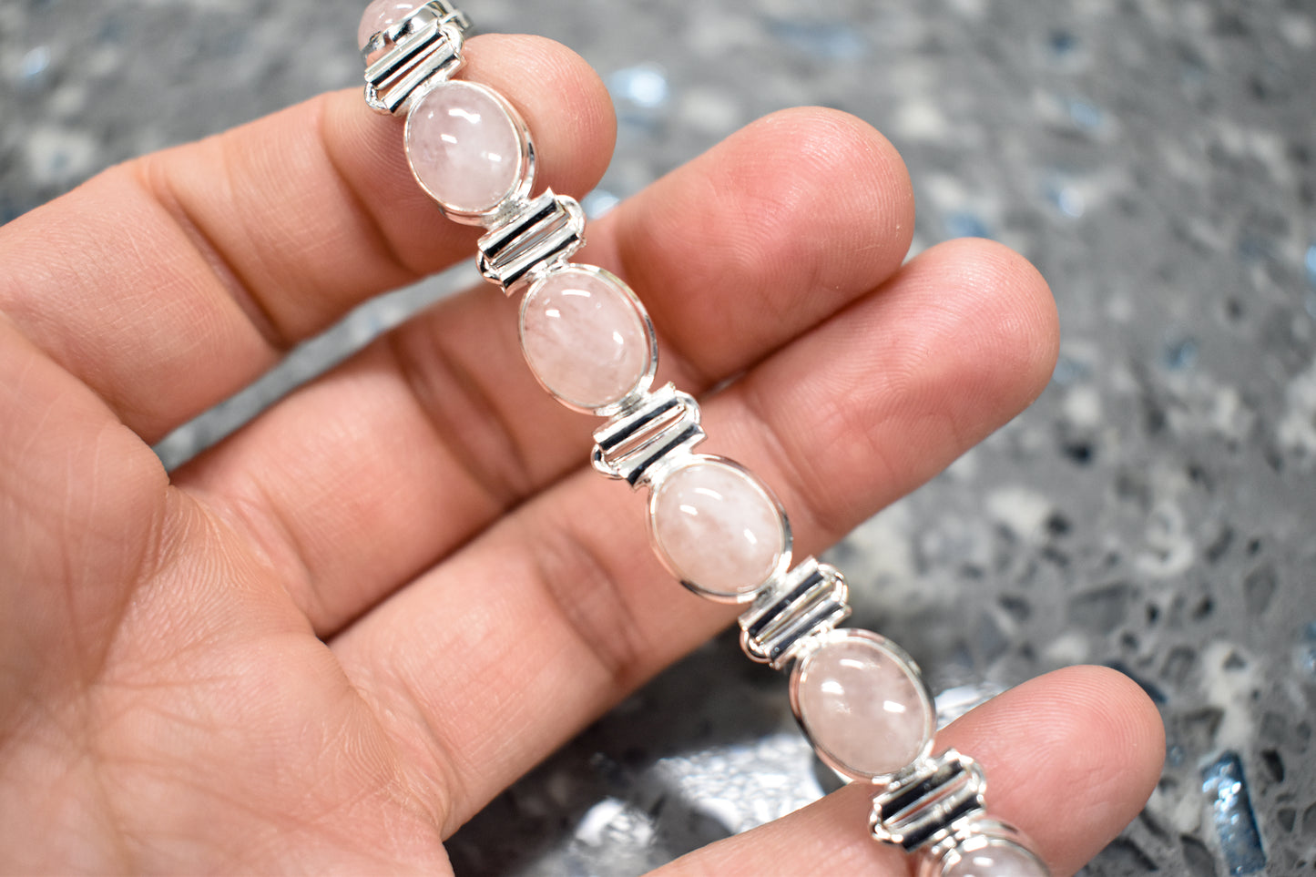 Sterling Silver Morganite Tennis Bracelet - Stones of Transformation