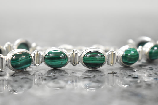 Sterling Silver Malachite Tennis Bracelet