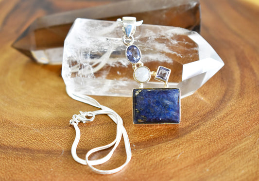 Amethyst, Lapis Lazuli and Moonstone Necklace