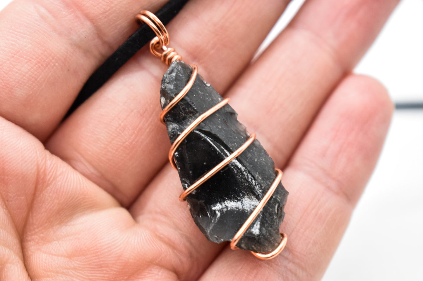 Copper Wrapped Apache Tears Necklace