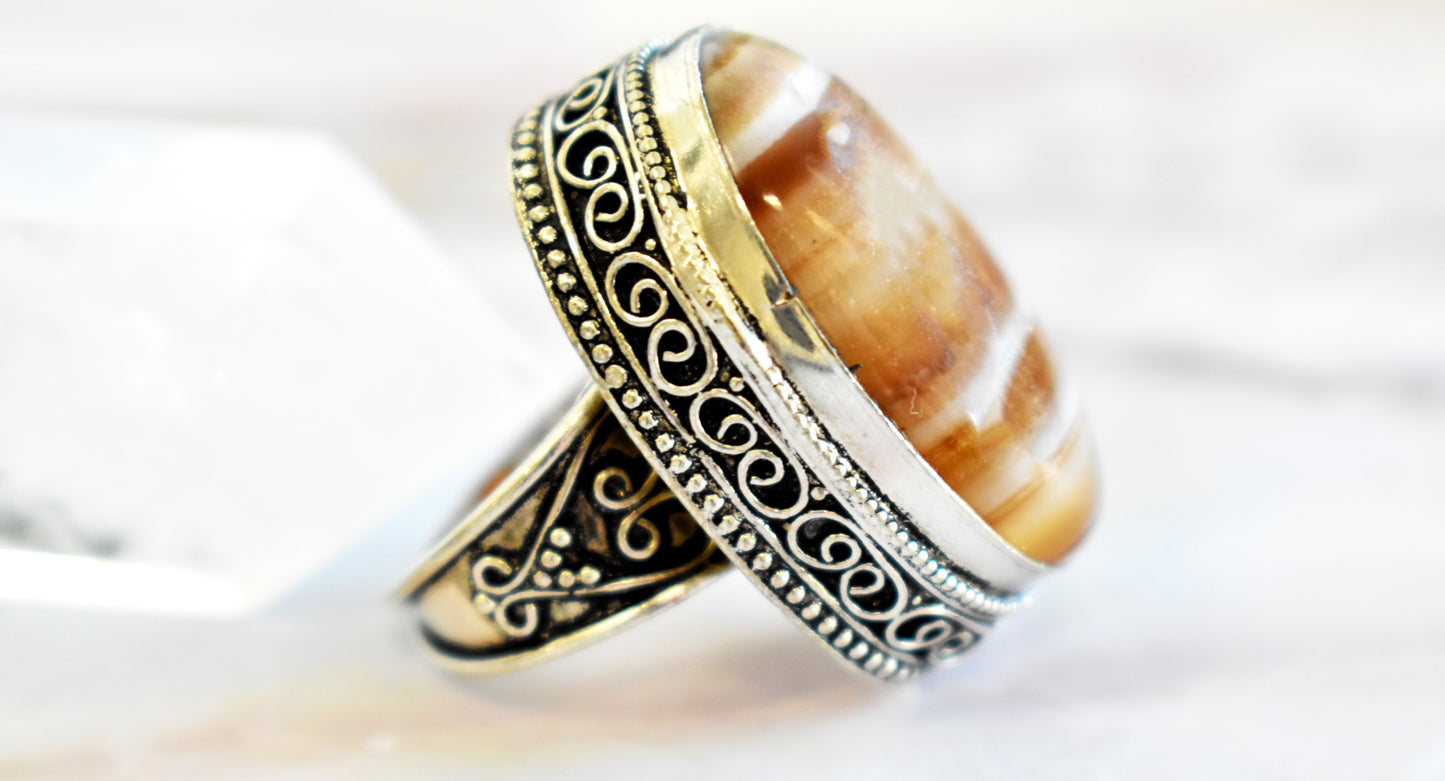 Banded Agate Ring (Size 8)