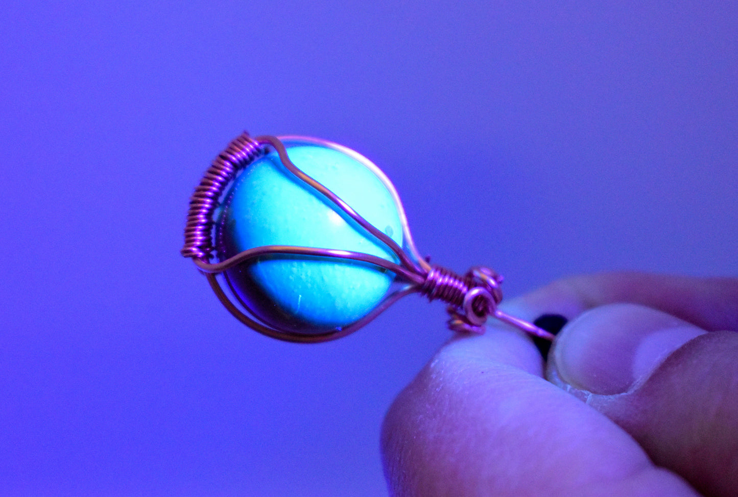 Copper Wrapped Blue Amber Beaded Necklace