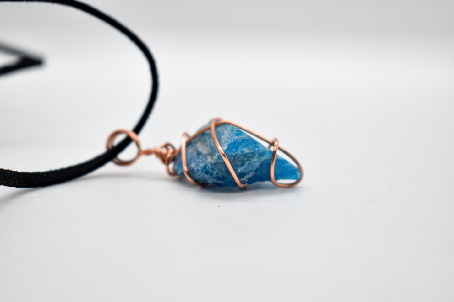 Copper Wrapped Blue Apatite Necklace