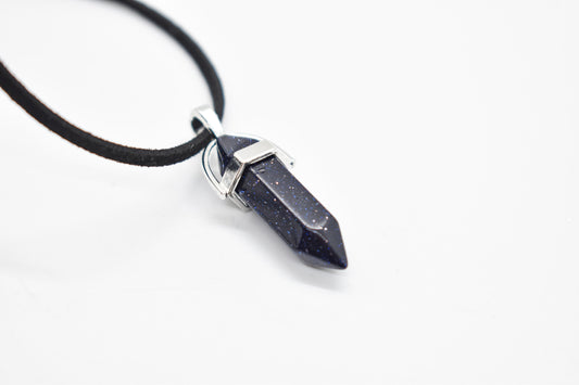 Blue Goldstone Point Necklace