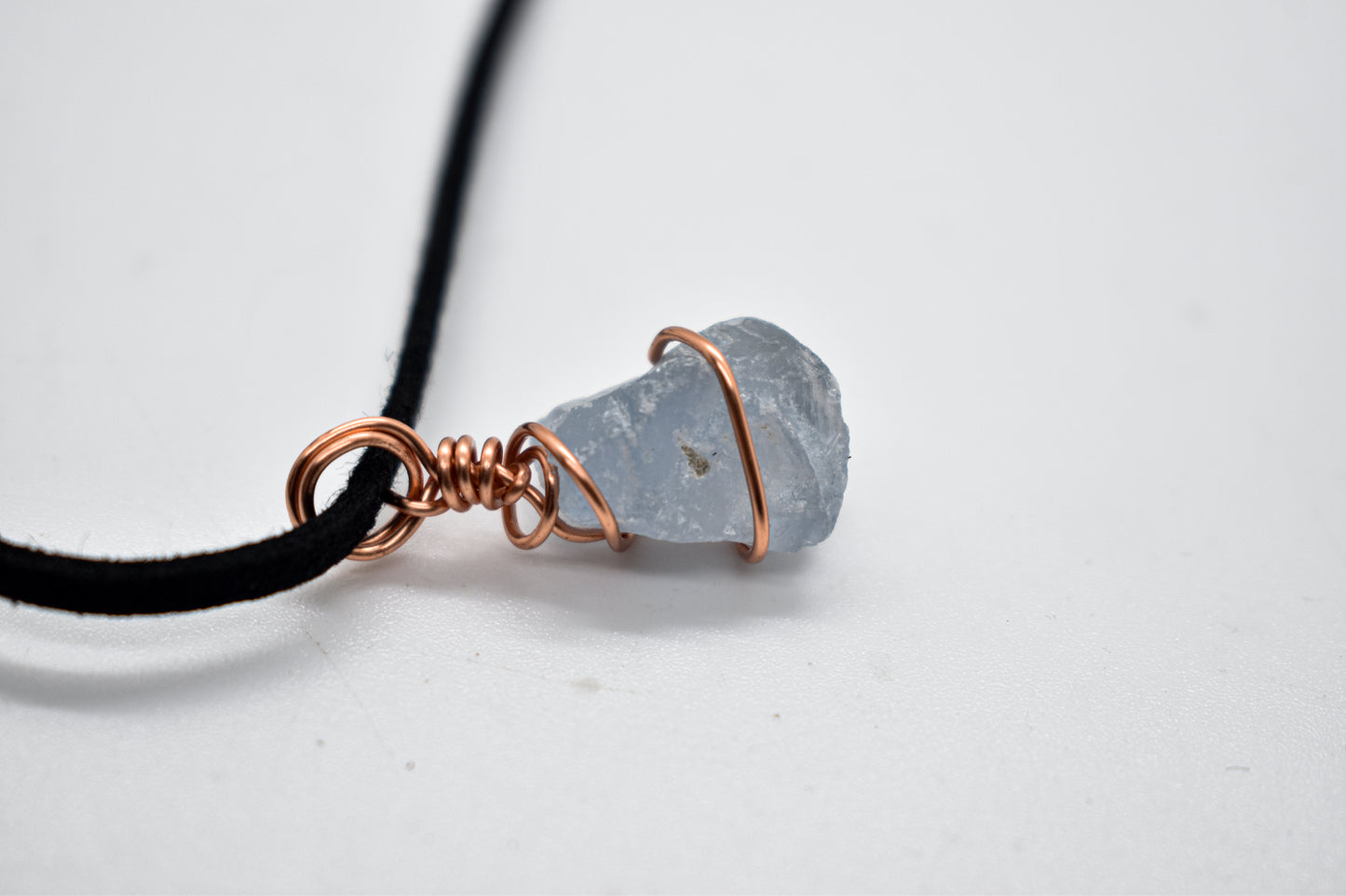 Copper Wrapped Mini Celestite Cluster Necklace - Stones of Transformation