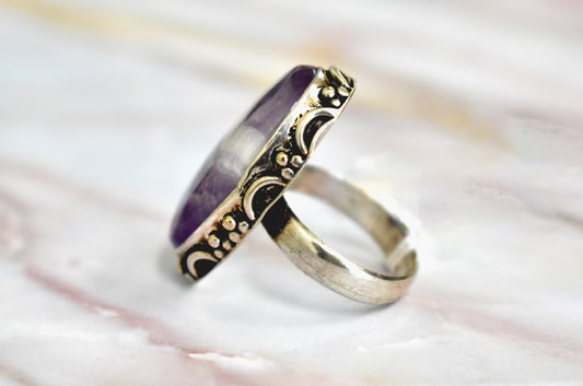 stones-of-transformation - Chevron Amethyst Ring (Size 9) - Stones of Transformation -