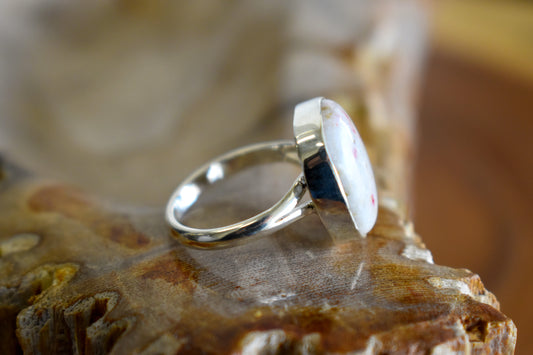 Cinnabar on Dolomite Ring (Size 7.5)