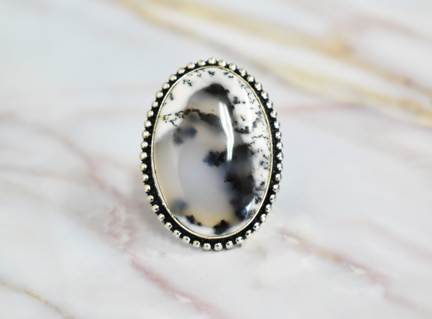 stones-of-transformation - Dendritic Opal Ring (Size 9) - Stones of Transformation -