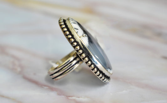 stones-of-transformation - Dendritic Opal Ring (Size 9) - Stones of Transformation -
