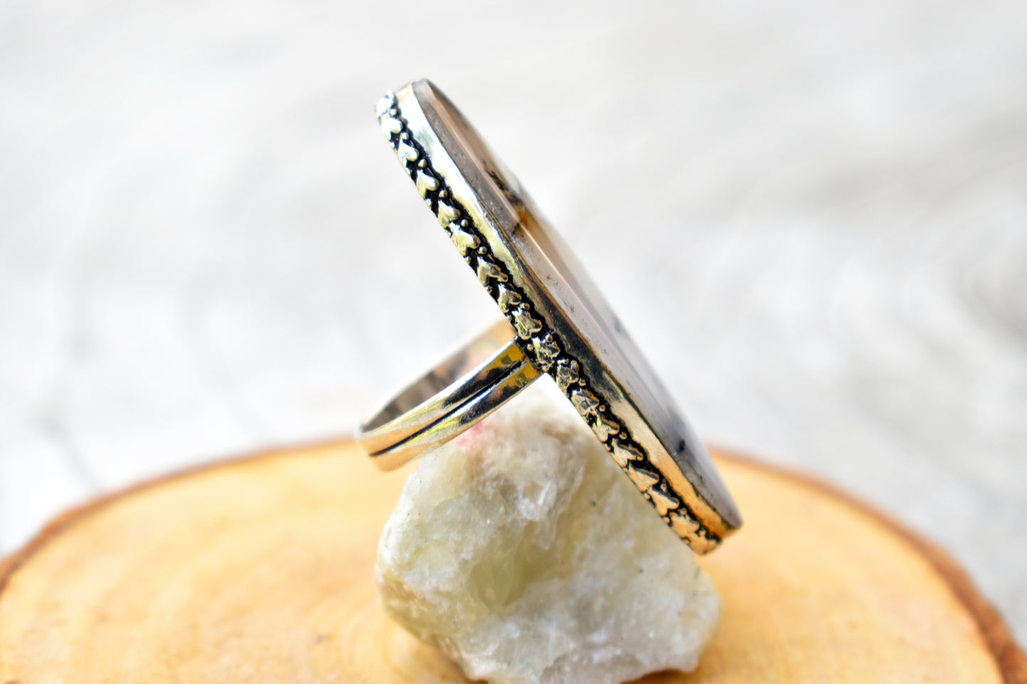 Dendritic Opal Ring (Size 8)