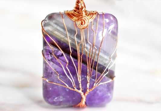 Copper Tree Wrapped Fluorite Necklace