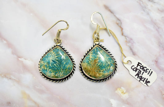 stones-of-transformation - Fossil Coral Agate Earrings - Stones of Transformation -