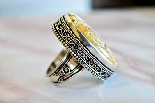 Fossil Coral Agate Ring (Size 7.5) - Stones of Transformation