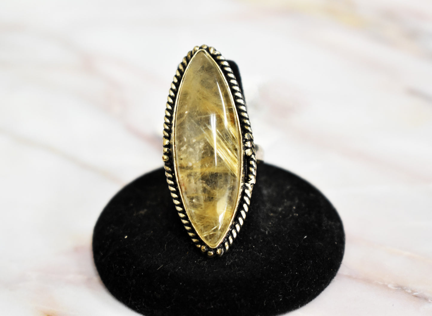 stones-of-transformation - Golden Rutilated Quartz Ring (Size 9) - Stones of Transformation -