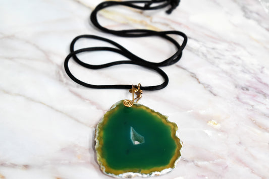 Green Agate Slice Necklace