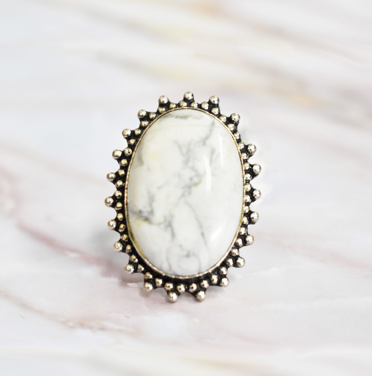 stones-of-transformation - Howlite Ring (Size 9.5) - Stones of Transformation -