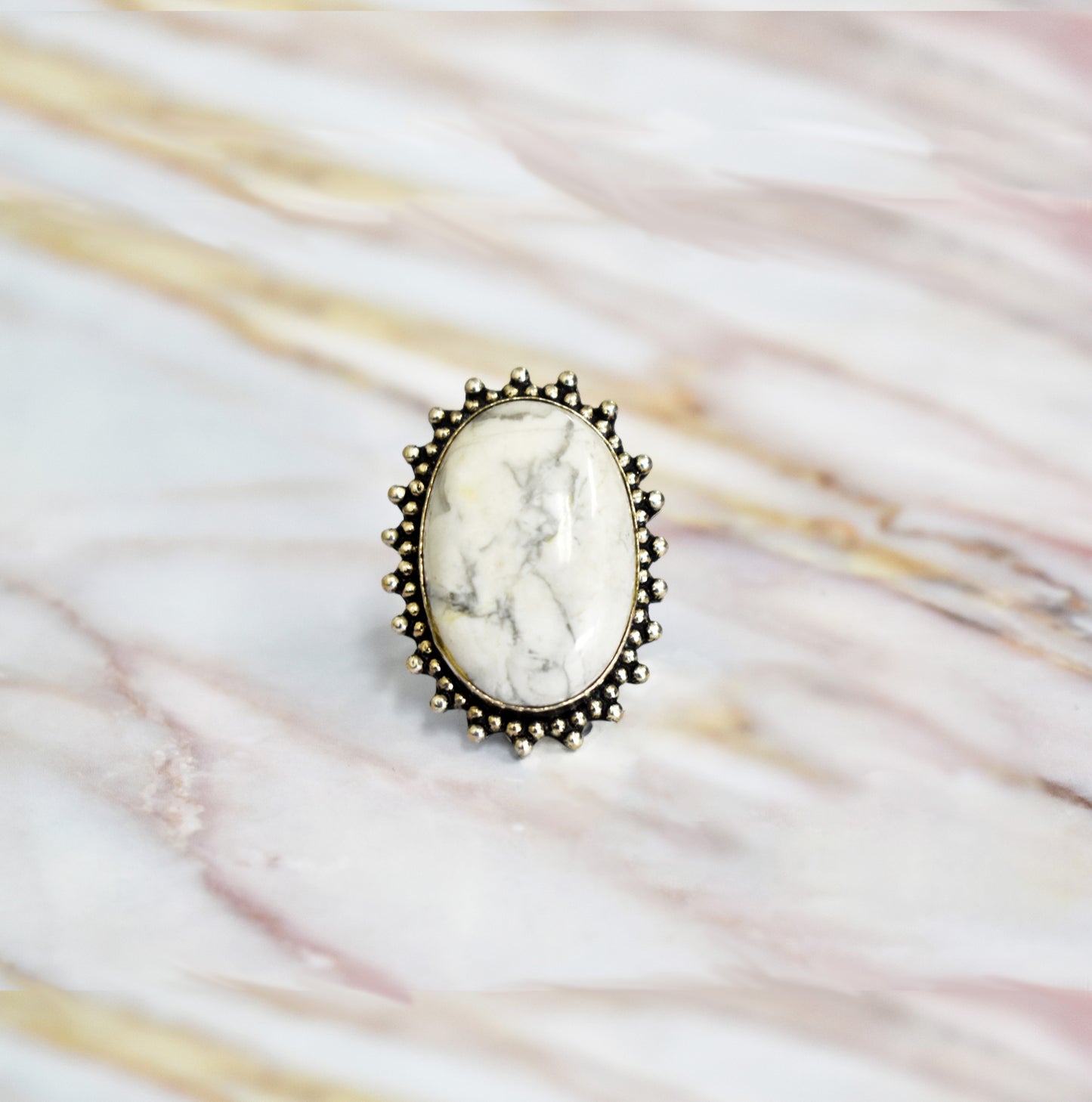 stones-of-transformation - Howlite Ring (Size 9.5) - Stones of Transformation -
