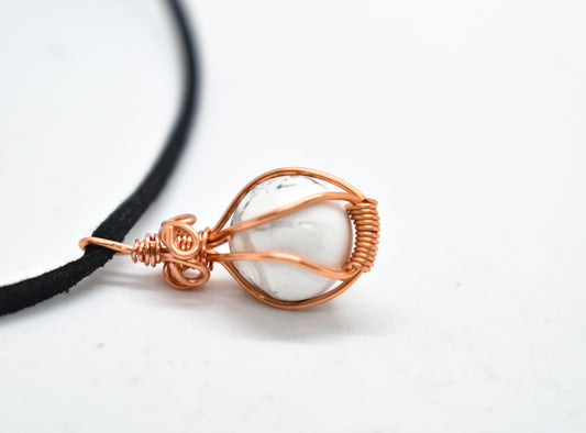 Copper Wrapped Howlite Bead Necklace