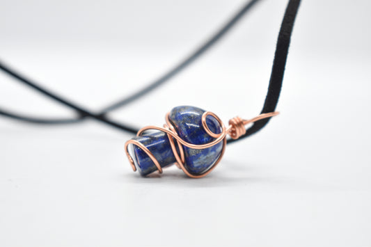 Copper Wrapped Lapis Lazuli Mushroom Necklace