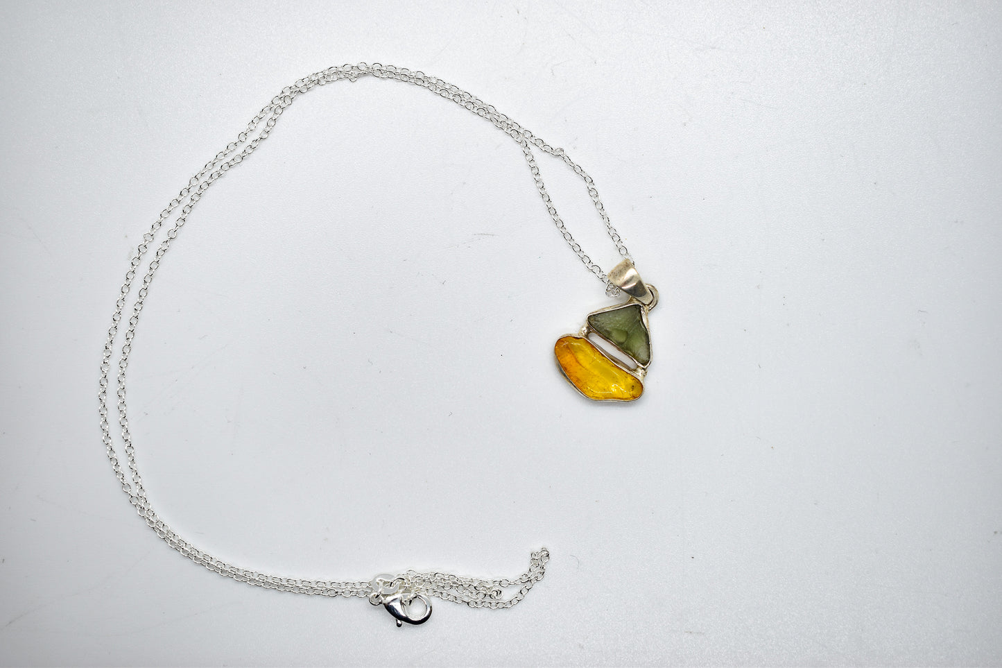 Moldavite and Amber Necklace
