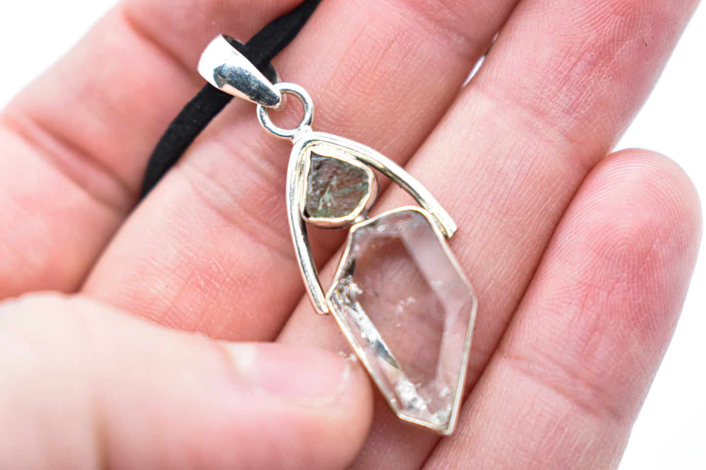 Herkimer Diamond and Moldavite Necklace