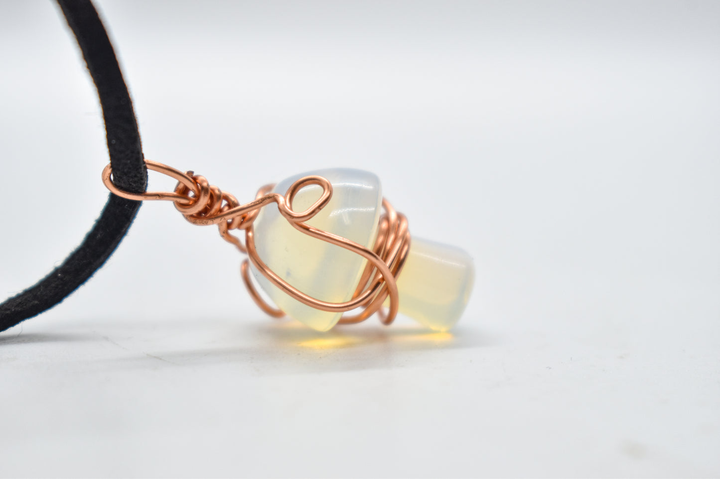 Copper Wrapped Opalite Mushroom Necklace