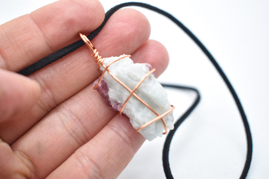 Copper Wrapped Pink Tourmaline Cluster Necklace