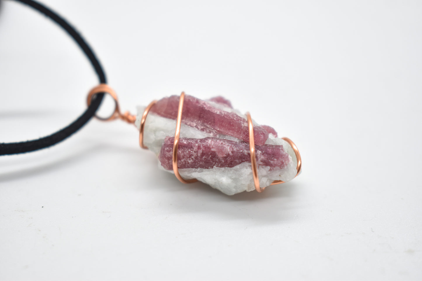 Copper Wrapped Pink Tourmaline Cluster Necklace