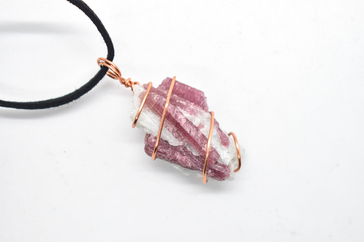 Copper Wrapped Pink Tourmaline Cluster Necklace