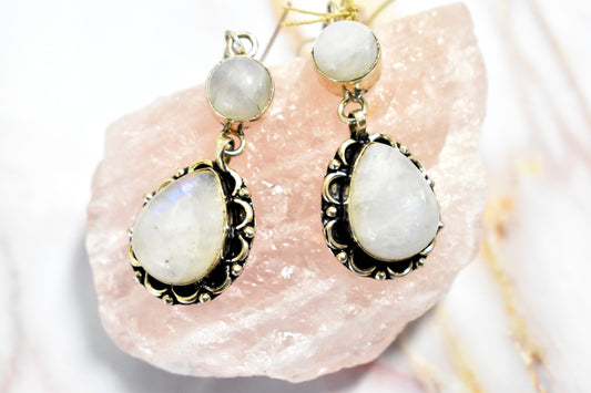 Rainbow Moonstone Earrings